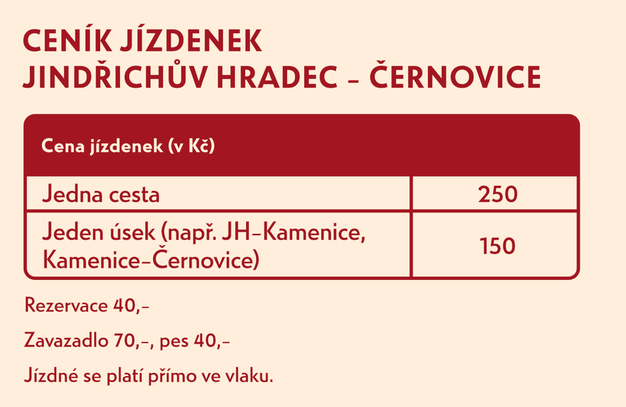 Tarif jízdy Jindřichův Hradec – Černovice